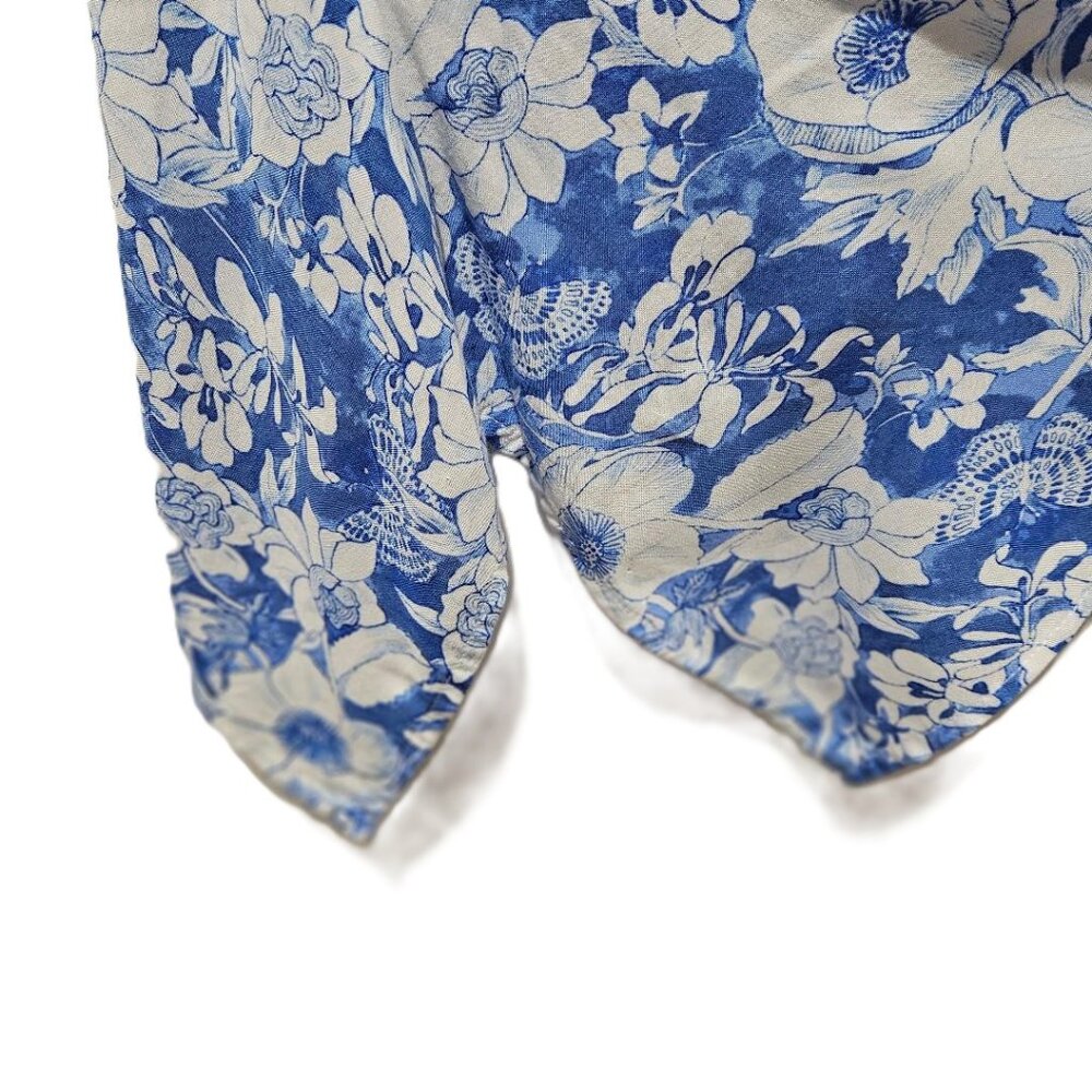 WOMAN WITHIN BLUE WHITE FLORAL CLOISONNE SLEEVELESS SCOOP NECK TANK TOP 2X - 4X - Picture 4 of 13